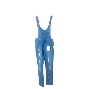 Distressed Denim Jeans Overalls